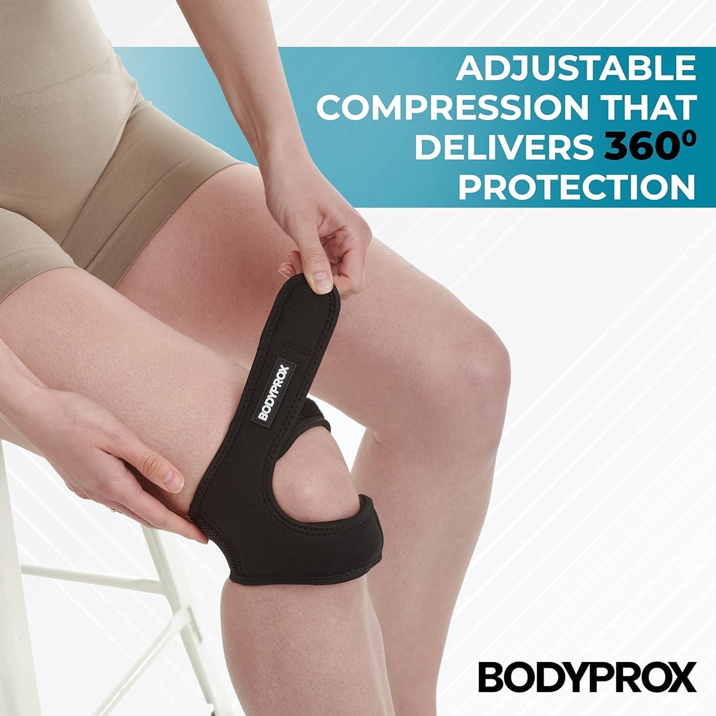 AthleZone Adjustable Neoprene Knee Strap (Pack of 2) – Knee Pain Relief Support for Running, Sports & Daily Use