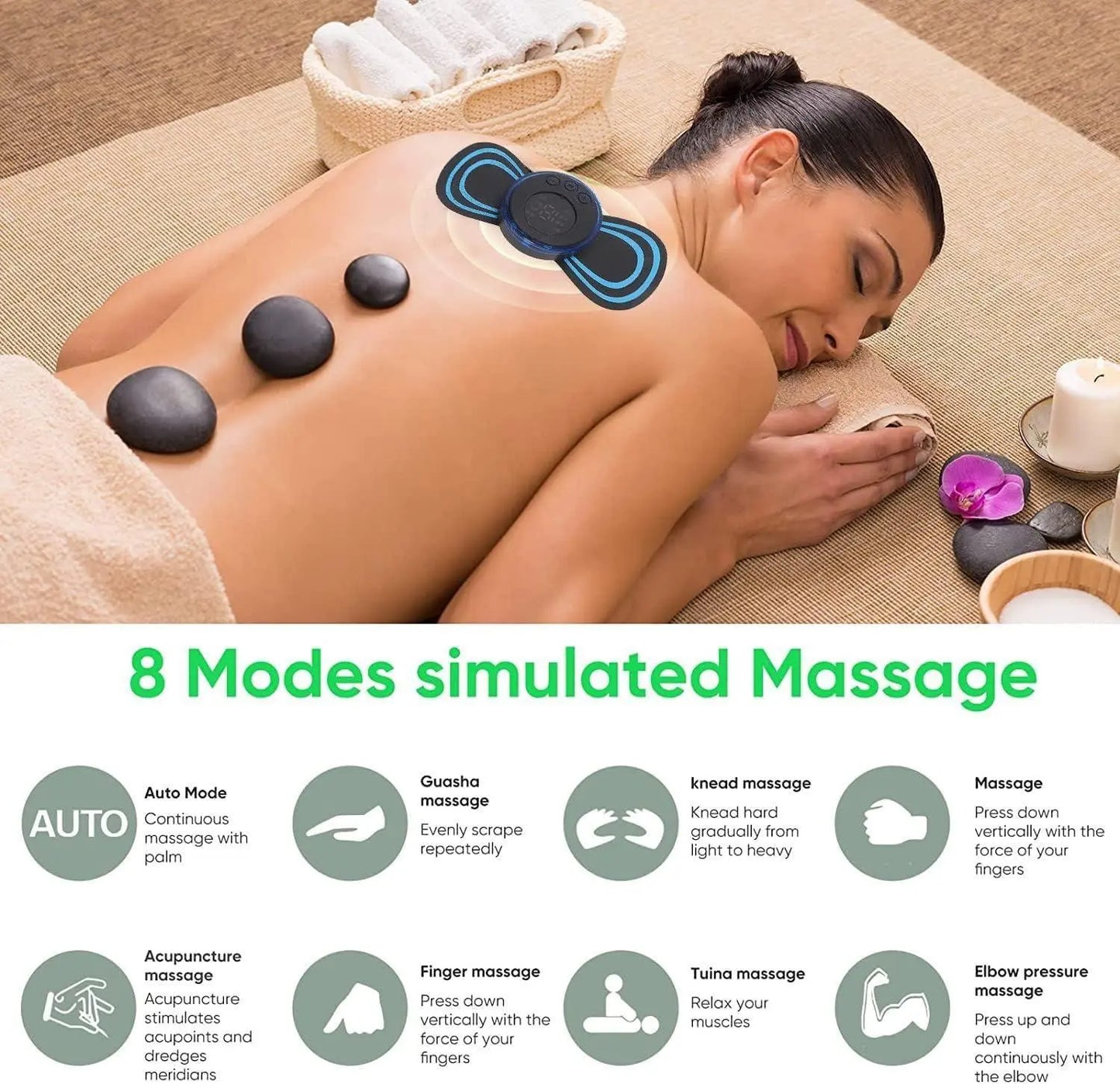 Athlezone TENS Massager – 8 Modes, 19 Intensity Levels, Rechargeable EMS Therapy