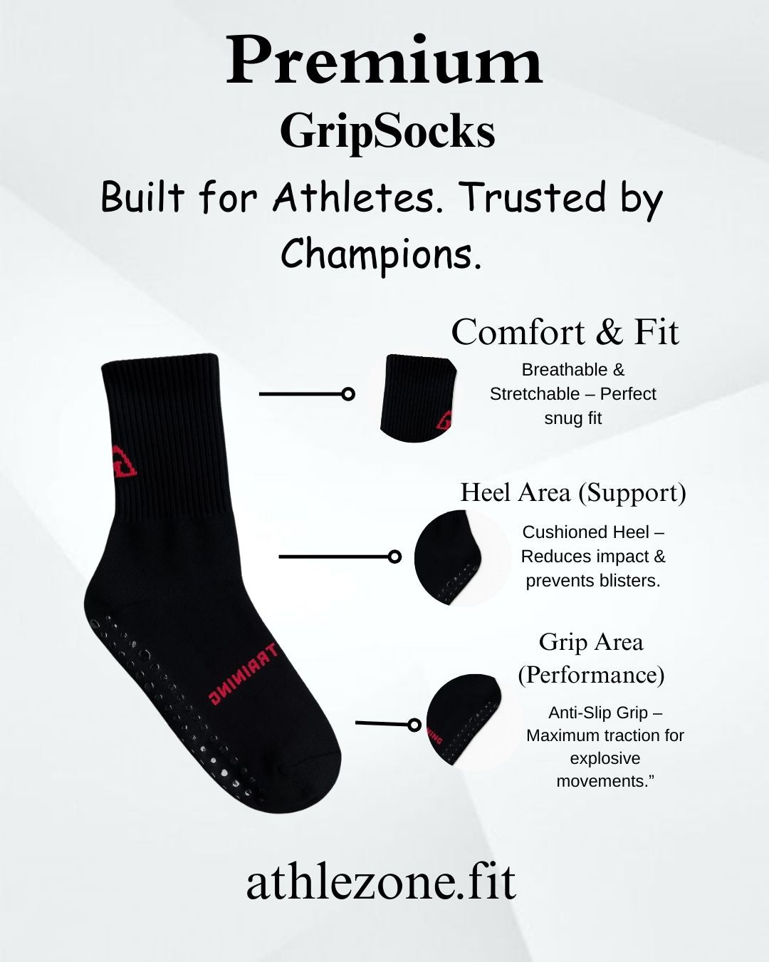 AthleZone Performance Grip Socks – 5-Color for Football & Training