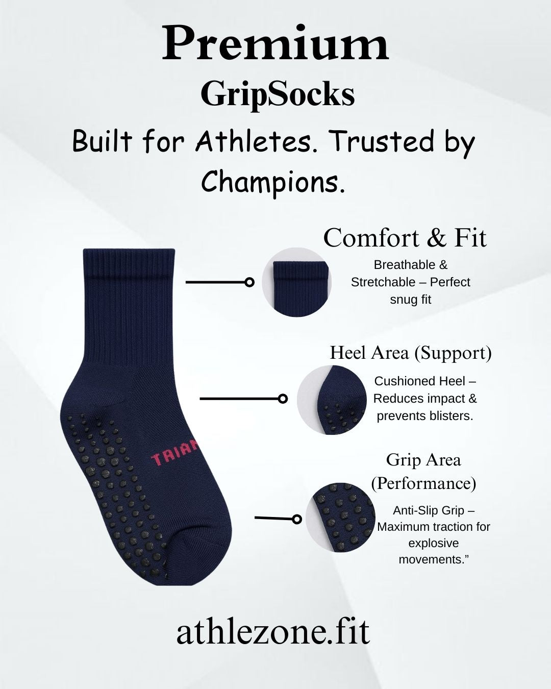 AthleZone Performance Grip Socks – 5-Color for Football & Training