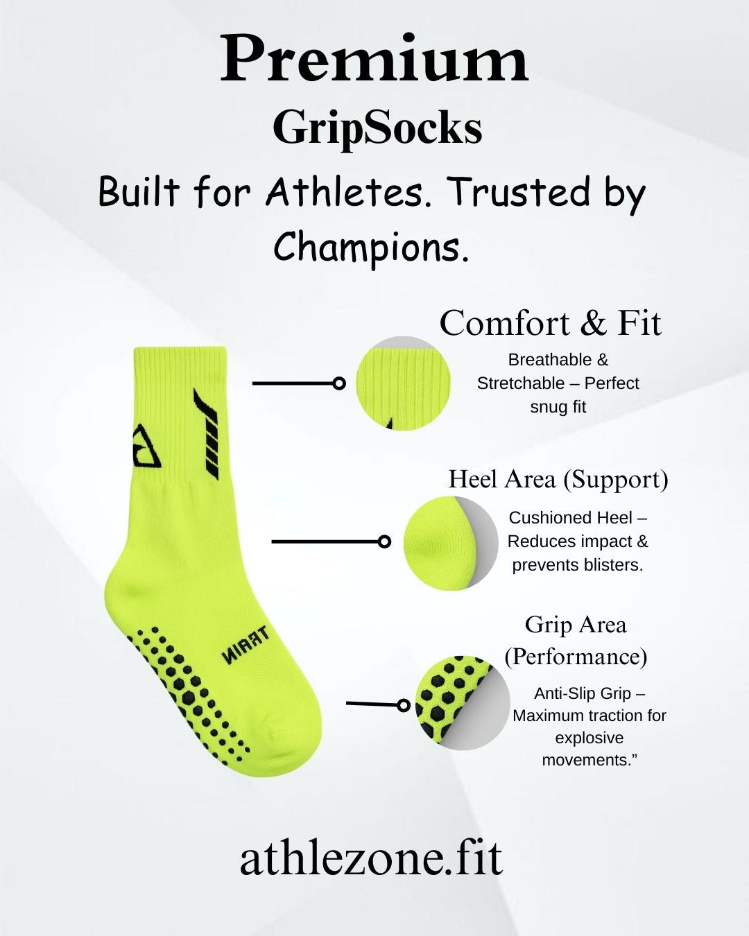 AthleZone Performance Grip Socks – 5-Color for Football & Training