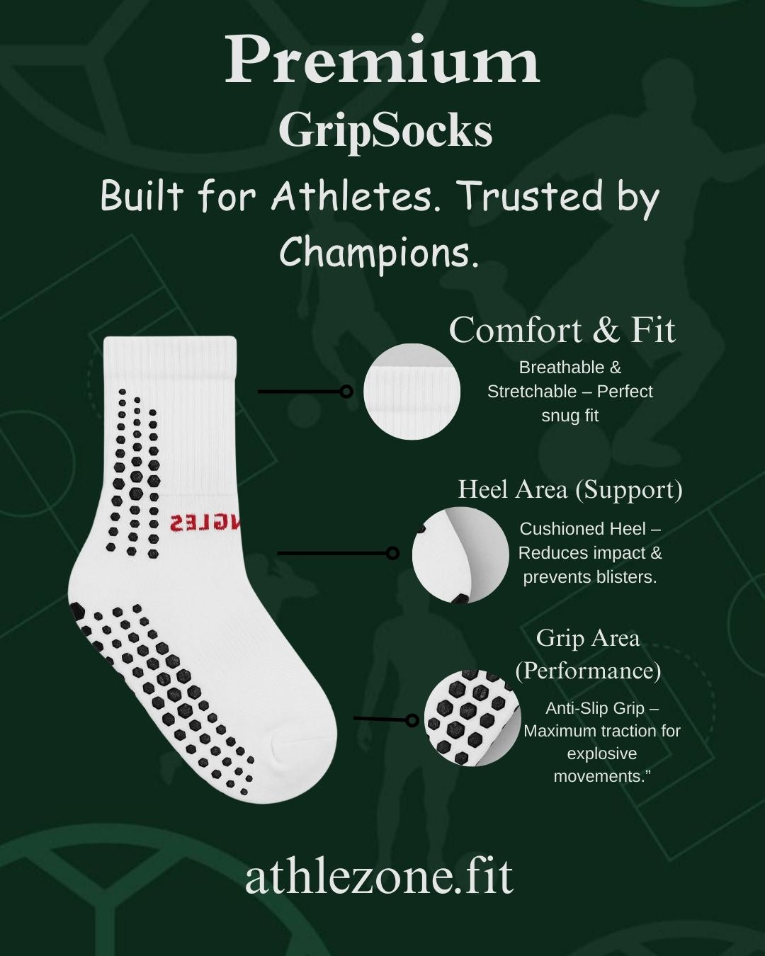 AthleZone Performance Grip Socks – 5-Color for Football & Training