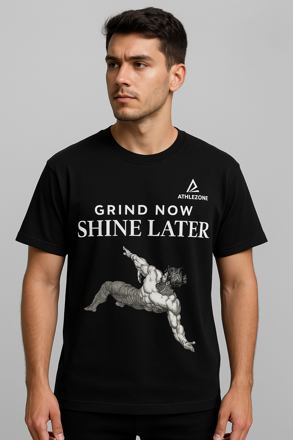 AthleZone “Grind Now, Shine Later” Motivation T-Shirt – Built for the Hustlers