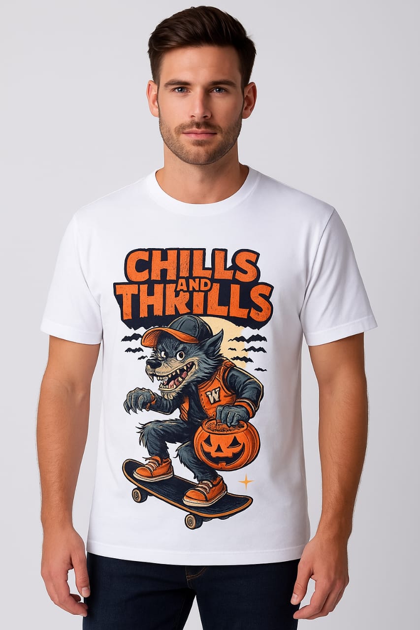 Chills & Thrills White T-Shirt – Casual, Sports & Streetwear Tee | AthleZone