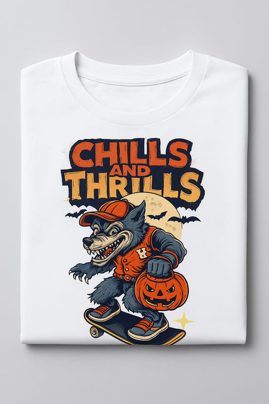 Chills & Thrills White T-Shirt – Casual, Sports & Streetwear Tee | AthleZone