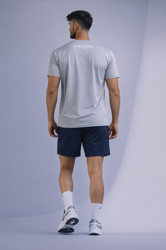 AthleZone Aerolight Pro Steel Grey T-Shirt – Lightweight Premium Gym Wear | Breathable Training Tee